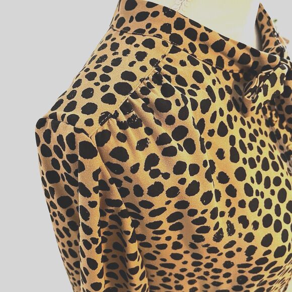 Gibson Latimer Dress Women SZ 12 Beige Animal Print Crew Neck Sheath Midi Lined - Picture 5 of 13